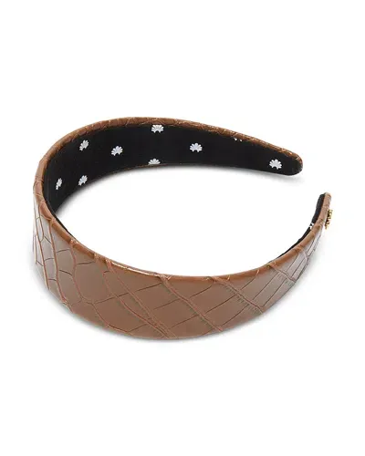 Lele Sadoughi Cher Croc Embossed Headband In Brown