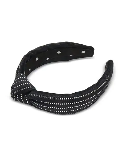 Lele Sadoughi Crystal Pinstripe Slim Knotted Headband In Black/silver