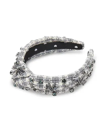 Lele Sadoughi Crystal Snowflake Slim Knotted Headband In Gray/white