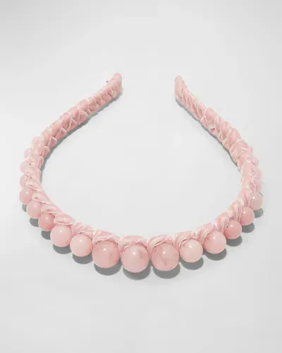 Lele Sadoughi Graduated Beaded Headband In Rose 650