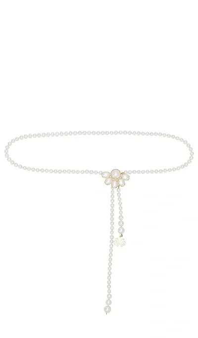 Lele Sadoughi Eloise Pearl Belt In White