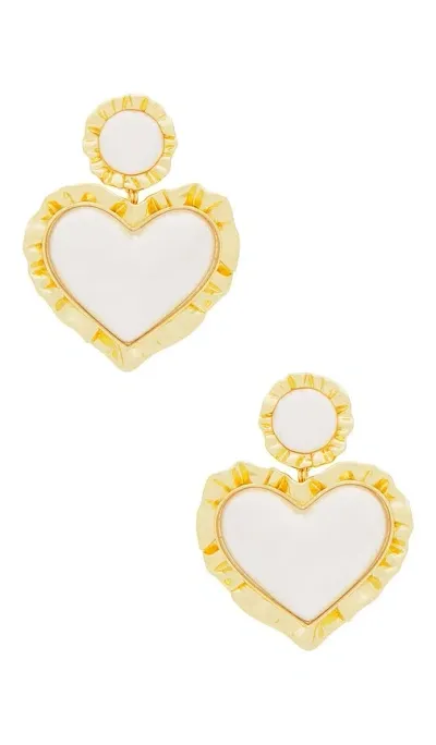 Lele Sadoughi Heart Ruffle Drop Earrings In Pearl