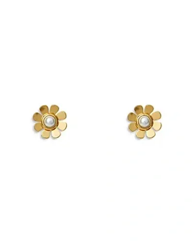 Lele Sadoughi Imitation Pearl Daisy Stud Earrings In Gold/white