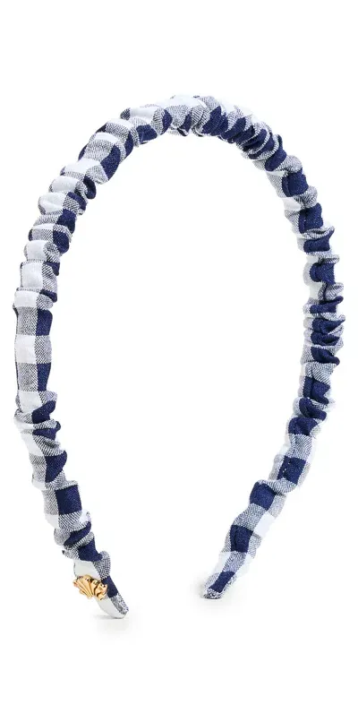 Lele Sadoughi Jessie Gingham Headband Navy