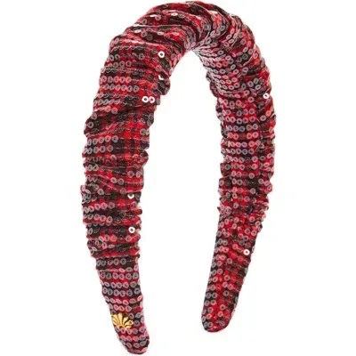 Lele Sadoughi Kelly Sequin Ruched Headband In Red