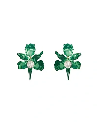 Lele Sadoughi Pave Colored Lily Statement Earrings In 14k Gold Plated In Green/silver