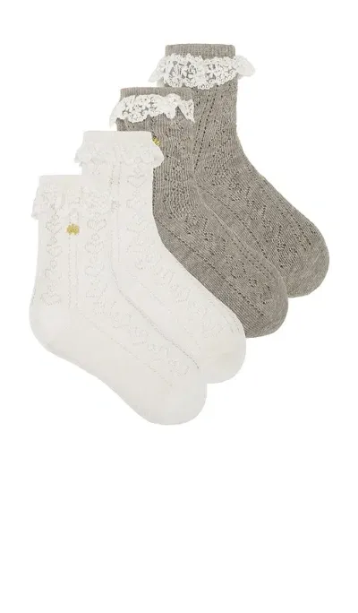 Lele Sadoughi Set Of 2 Heather Socks In Grey