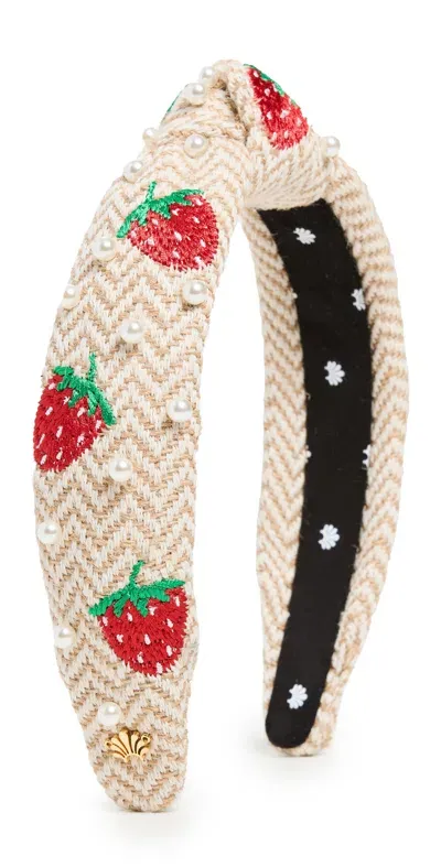 Lele Sadoughi Strawberry Pearl Slim Knotted Headband Strawberry