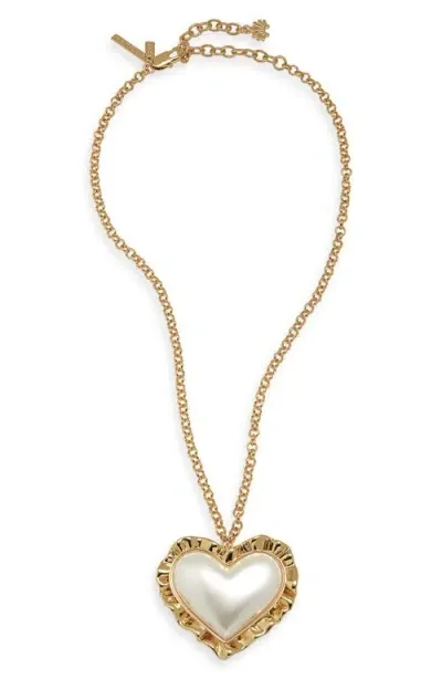 Lele Sadoughi Sweetheart Pendant Necklace In White/gold