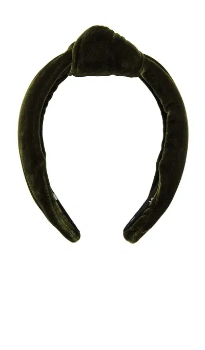 Lele Sadoughi Velvet Knotted Headband In Dark Green