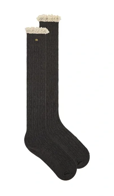 Lele Sadoughi Victoria Knee High Sock In Grey