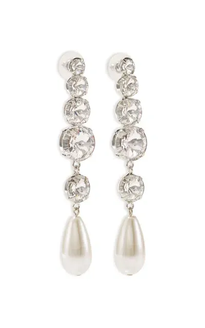 Lelet Ny Athena Rhodium-plated Swarovski Crystal And Pearl Earrings In Silver