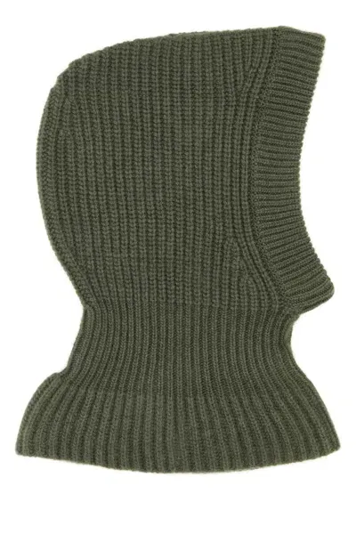 Lemaire Army Green Wool Balaclava In Light Moss