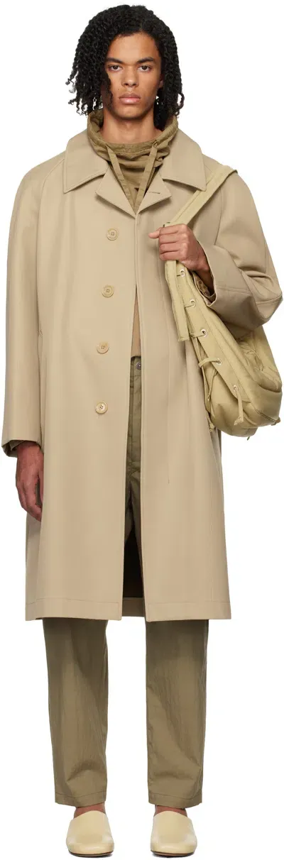 Lemaire Beige Car Coat In Bg203 Almond Powder