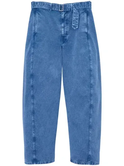 Lemaire Belted Straight-leg Jeans In Blue