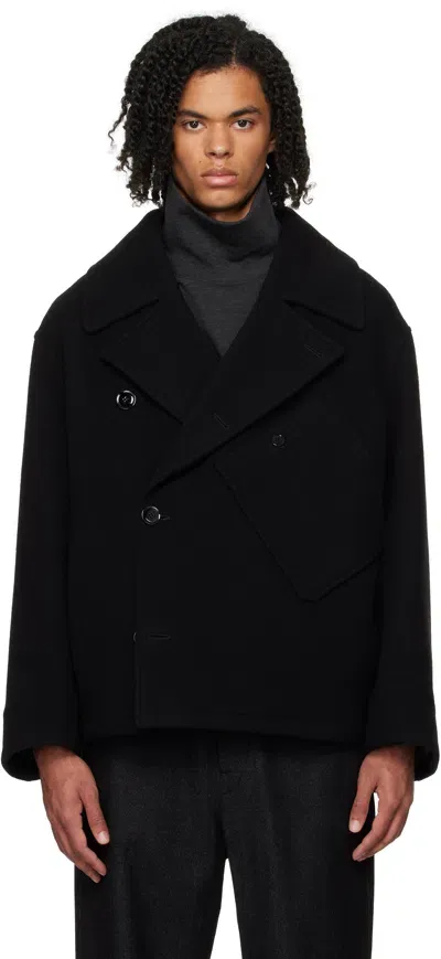 Lemaire Black Dispatch Peacoat In Bk999 Black