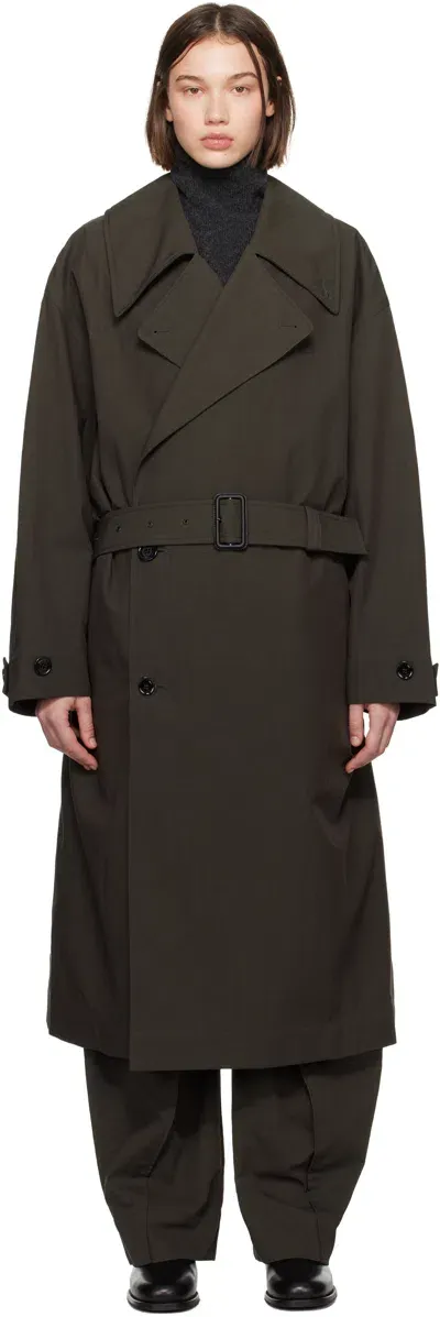 Lemaire Brown Water-repellent Trench Coat In Br504 Dark Coffee