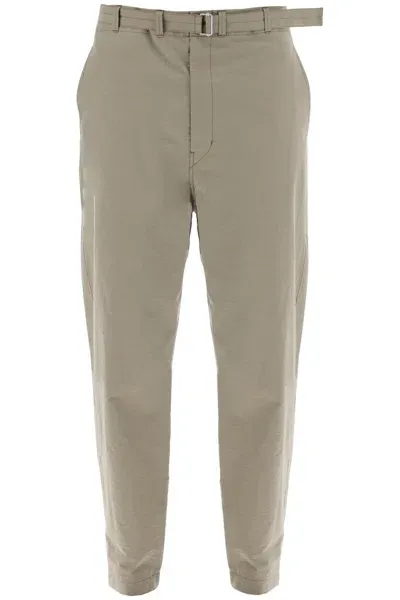 Lemaire Carrot Fluid Crepe Cotton Trousers In In Khaki