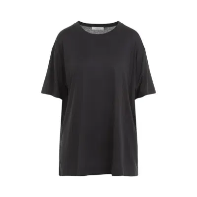 Lemaire Caviar Grey Silk Short Sleeves T-shirt In Black