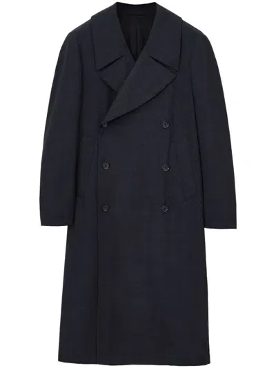 Lemaire Double Breasted Tailored Coat In Blue