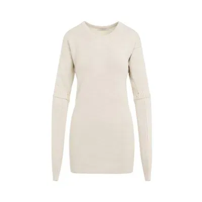 Lemaire Light Cream Alpaca Dress With Detachable Sleeves In Neutrals