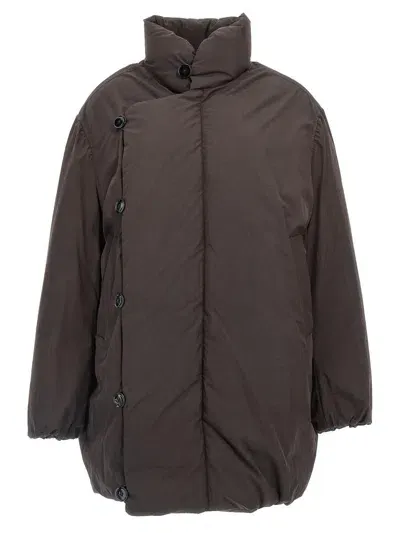 Lemaire Long Down Jacket In Brown