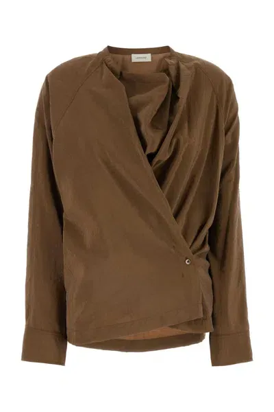 Lemaire Mud Silk Blend Top In Brown