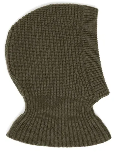 Lemaire Ribbed Balaclava In Green