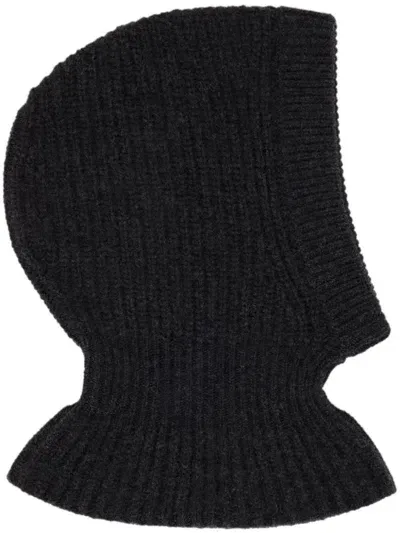 Lemaire Ribbed-knit Lambs Wool Balaclava In Grey