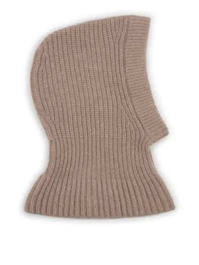 Lemaire Ribbed-knit Slip-on Balaclava In Brown