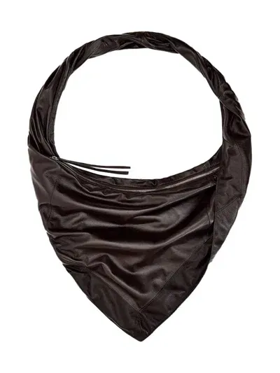 Lemaire Scarf Leather Shoulder Bag In Brown