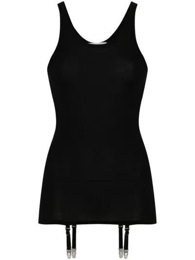 Lemaire Suspenders-detail Seamless Tank Top In Mu163 Granite Black