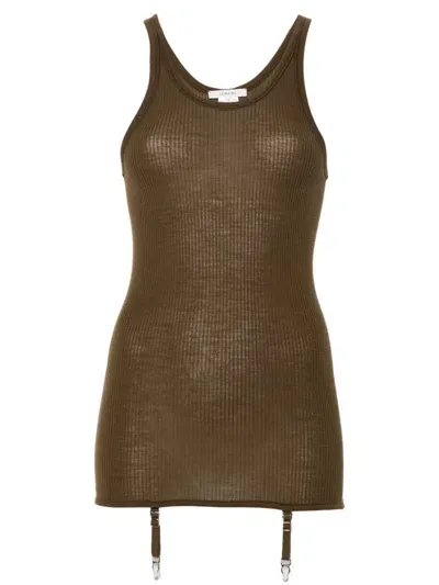 Lemaire Suspenders-detail Seamless Tank Top In Brown