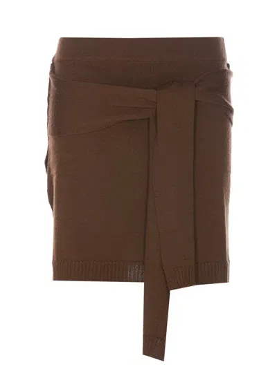 Lemaire "mini Skirt With Knotable In Brown