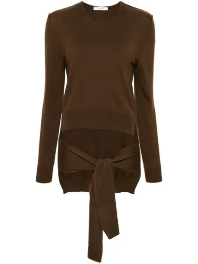 Lemaire Trompe-l'ail Panel Sweater In Brown