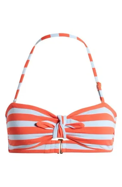 Lemlem Ava Tie Front Bandeau Bikini Top In Chireti Tangerine