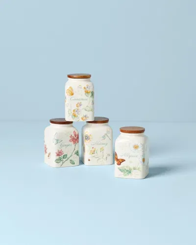 Lenox Butterfly Meadow Assorted Spice Jars, Set Of 4 In White