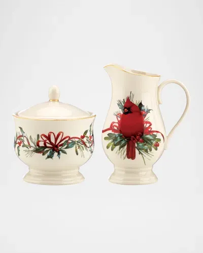 Lenox Winter Greetings Sugar & Creamer Set In Ivory