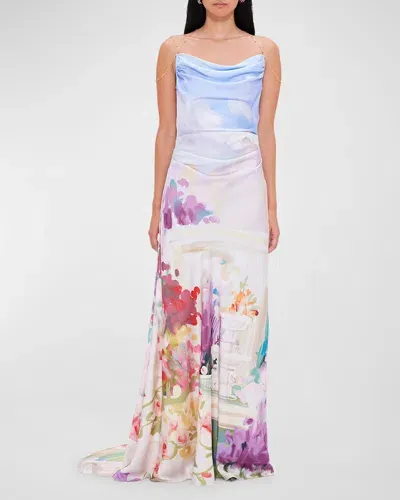 Leo Lin Imogen Floral Shift Gown In Multi