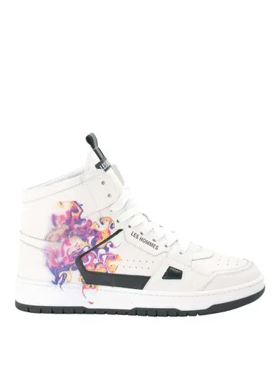 Les Hommes Fantasy Print Sneakers In Blanco