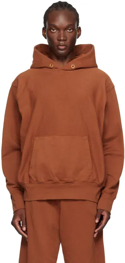 Les Tien Orange Heavyweight Hoodie In Cedar