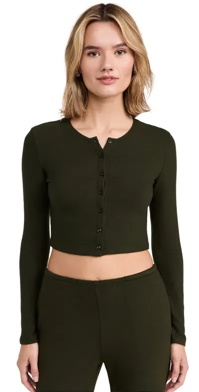 Leset Lauren Crop Cardigan Ii Moss