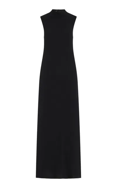 Leset Lauren Sleeveless Jersey Turtleneck Maxi Dress In Black