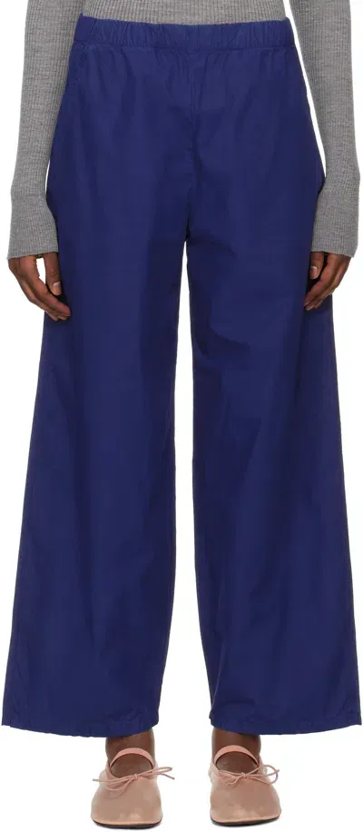 Leset Navy Kyoto Wide Leg Trousers In Deep Indigo