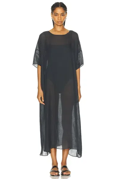 Leset Niko Short Sleeve Maxi Dress In Navy