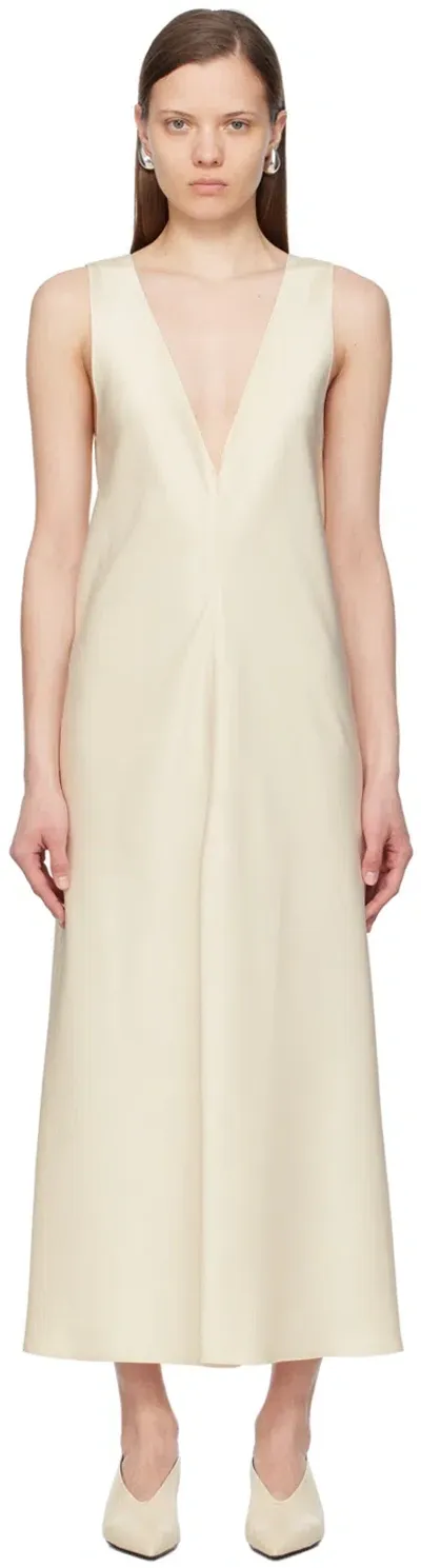 Leset Barb Open-back Satin Midi Slip Dress In Neutral