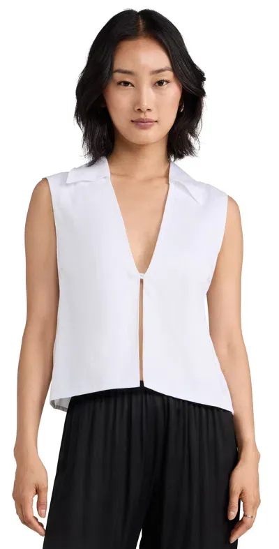 Leset Yoko Collared Button Tank White