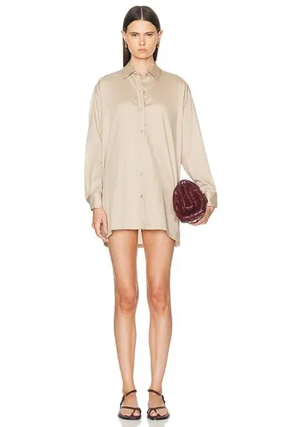 Leset Yoko Oversized Button Down Shirt In Ecru