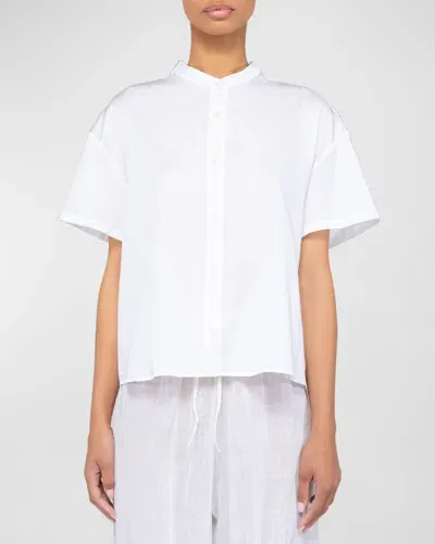 Leset Yoko Short-sleeve Button-front Shirt In White