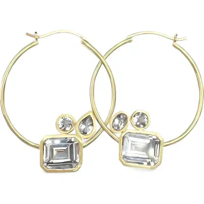 Leslie Paige Mix-cut Topaz Hoop Earrings In Gold